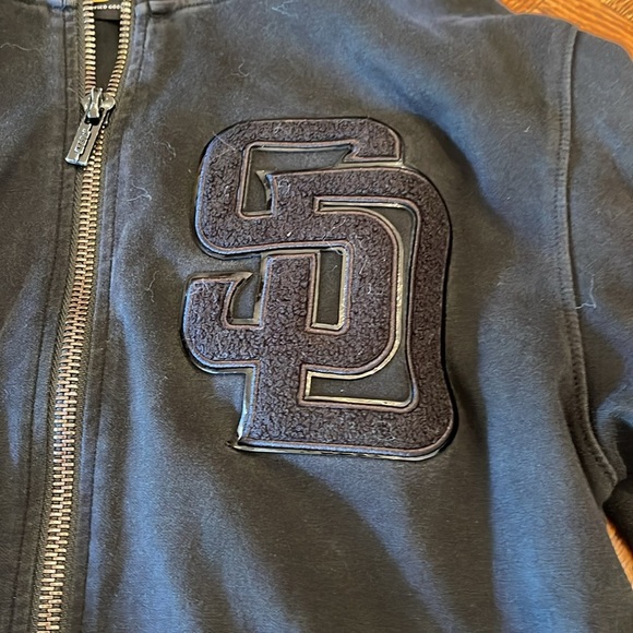 PRO STANDARD SAN DIEGO PADRES Black Zip-Up Hoodie with Embroidered Logo L - Picture 2 of 9